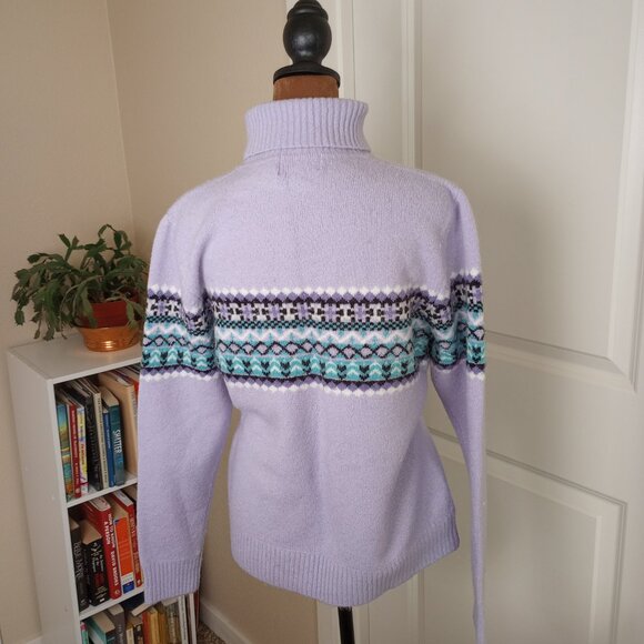 Soft 90s Purple Lavender Fair Isle Turtleneck Knit Sweater Style & Co Hygge Y2K - Picture 5 of 5